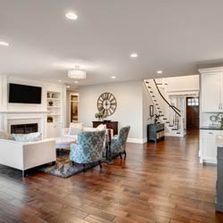 residential living room with open floor plan